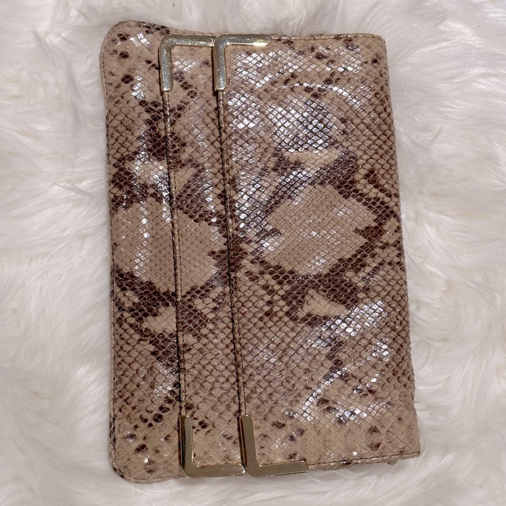 Snake Pattern Leather Mk Clutch - image 1